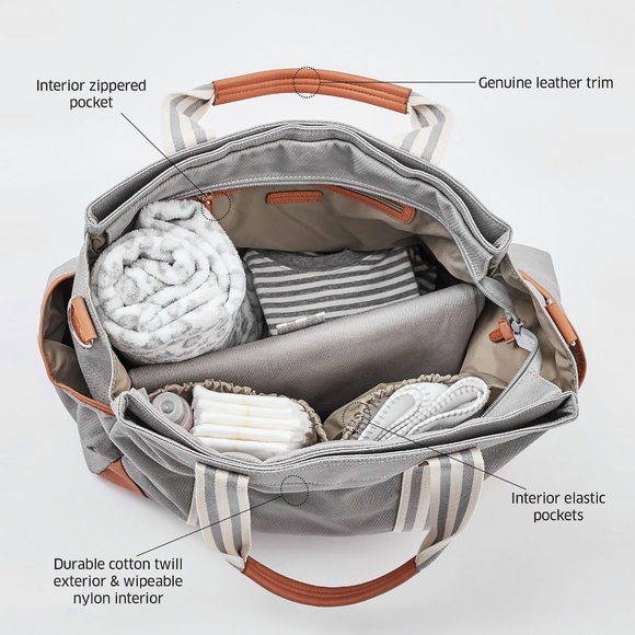 Pottery Barn kids- Classic- Diaper Bag- Grey - Picture 6 of 7